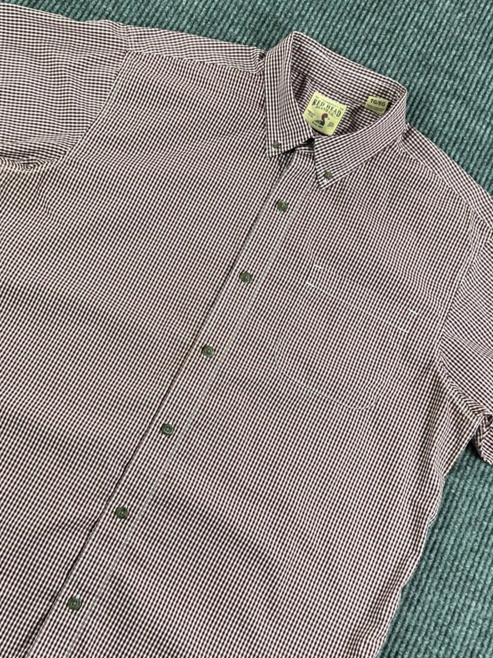 Red Head Brand Co Men’s Sz XL 100% Cotton Short Sleeve Button Down Check Pattern